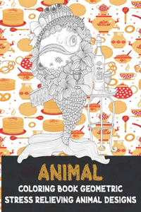 Coloring Book Geometric Animal - Stress Relieving Animal Designs