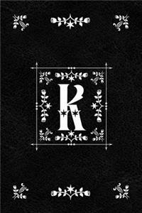 Scandinavian Design Floral Monogram Daily Journal Notebook - Letter K