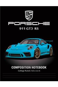 Porsche 911 GT3 RS Composition Notebook College Ruled / 8.5 x 11 in