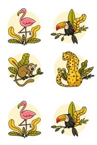 Jungle Animal Set - Blank Lined Notebook