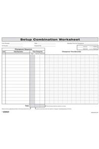 Quick Changeover: Setup Combination Worksheet