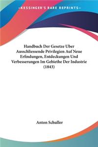 Handbuch Der Gesetze Uber Ausschliessende Privilegien Auf Neue Erfindungen, Entdeckungen Und Verbesserungen Im Gebiethe Der Industrie (1843)