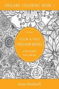 Color & Fold Origami Boxes - 15 Floral-Pattern Boxes with Lids: Us Edition