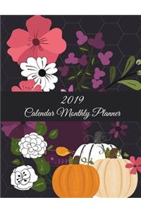 2019 Calendar Monthly Planner: Floral Garden, Monthly Calendar Book 2019, Weekly/Monthly/Yearly Calendar Journal, Large 8.5" x 11" 365 Daily journal Planner, 12 Months Calendar, s