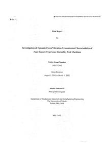 Investigation of Dynamic Force/Vibration Transmission Characteristics of Four-Square Type Gear Durability Test Machines