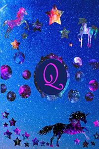Starry Unicorns Notebook Monogram Series Q