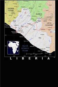 Modern Day Color Map of Liberia in Africa Journal