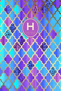 Monogram Journal H - Personal, Dot Grid - Blue & Purple Moroccan Design