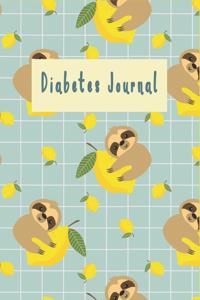 Cute Sloth & Lemon Diabetes Journal Log Book