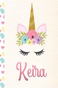 Keira: Personalized Unicorn Sketchbook For Girls With Pink Name - 8.5x11 110 Pages. Doodle, Sketch, Create!