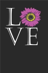 Love Pink Sunflower Notebook: Sunflower Journal Daily Diary Gardening 120 pages 6" x 9"