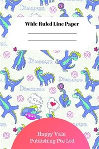 Cute Dinosaur Theme Wide Ruled Line Paper