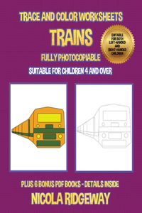 Trace and color worksheets (Trains)