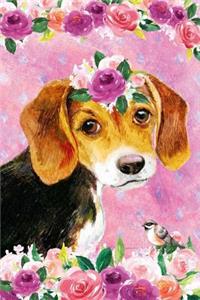 Bullet Journal Notebook for Dog Lovers Beagle Puppy in Flowers 3