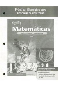 Mathematics: Applications and Concepts, Course 1, Spanish Practice Skills Workbook