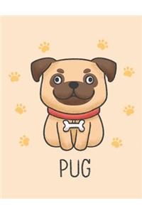 Pug: Cute pug cover and Dot Graph Line Sketch pages, Extra large (8.5 x 11) inches, 110 pages, White paper, Sketch, Notebook journal