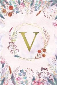 V - Monogrammed Floral Journal