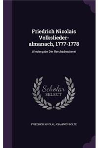 Friedrich Nicolais Volkslieder-almanach, 1777-1778