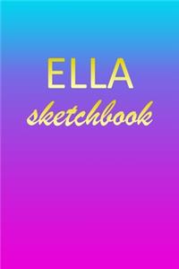 Ella: Sketchbook - Blank Imaginative Sketch Book Paper - Pink Blue Gold Custom Letter E Personalized Cover - Teach & Practice Drawing for Experienced & As