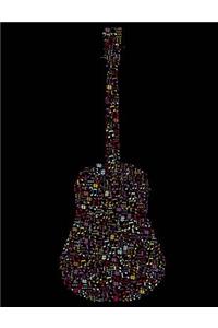 Music Notes in Guitar Notebook Journal