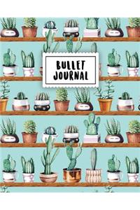 Bullet Journal: Turquoise Green Cactus Journal 150 Dot Grid Pages (Size 8x10 Inches) with Bullet Journal Sample Ideas