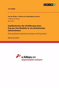 Implikationen der Einführung eines Pay-per-Use-Modells in ein bestehendes Unternehmen