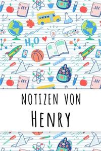 Notizen von Henry: Liniertes Notizbuch für deinen personalisierten Vornamen