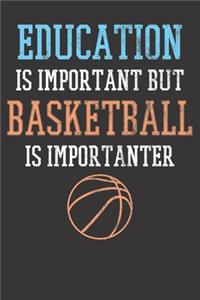 Notebook: Education Is Important But Basketball Is Importanter Vintage Dot Grid 6x9 120 Pages Journal