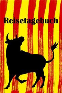 Reisetagebuch: Notizbuch zum Eintragen der Reiseerlebnisse in Spanien I 124 Seiten kariert mit Inhaltsverzeichnis I Motiv: Stier