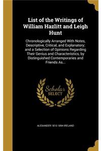 List of the Writings of William Hazlitt and Leigh Hunt