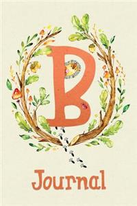 Cute Woodland Critter Journal with Initial: Cute Woodland Hedgehog Journal Initial 'b'