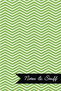 Notes & Stuff Lined Notebook With Lime Green Chevron Pattern Cover