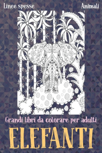 Grandi libri da colorare per adulti - Linee spesse - Animali - Elefanti