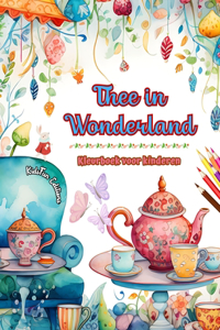 Thee in Wonderland - Kleurboek voor kinderen - Creatieve illustraties van de betoverende wereld van thee: Grappige verzameling schattige theetijdscènes voor kinderen