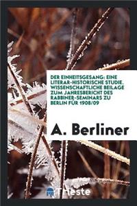 Der Einheitsgesang: Eine Literar-Historische Studie