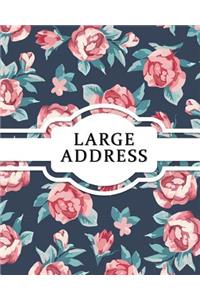 Large Address: Vintage Design (with Birthday Notes) - Size 8x10 Inches - Name, Address, Mobile, Work, Fax, Email, Emergency Contacts