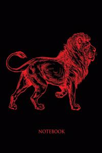 Lion Notebook: College Wide Ruled Notebook - Large (8.5 x 11 inches) - 110 Numbered Pages - Red Softcover