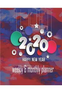 Happy new year 2020 Planner Weekly and Monthly: Jan 1, 2020 to Dec 31, 2020: Weekly & Monthly Planner + Calendar Views - Inspirational Quotes and Navy Floral Cover - ... December 2020 (2020 Pretty