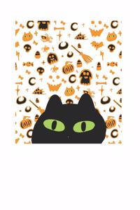 Cute Black Cat with Green Eyes 120 Page Notebook Lined Journal for Halloween Lovers