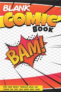 Blank Comic Book Bam 100 Page Cariety Template Draw And Create Your Very Own Super Hero Comic