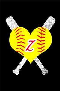 Z Monogram Initial Softball Journal