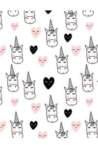 Unicorn and Hearts Composition Notebook for Girls: Cute Girly Back to School Journal for Grade School, College Students and Teacher, College- Ruled Journal with 120 pages, Letter Sized 8.5 x 11 inch;