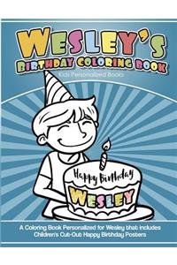 Wesley's Birthday Coloring Book Kids Personalized Books