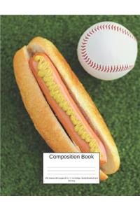 Composition Book 200 Sheets/400 Pages/8.5 X 11 In. College Ruled/ Baseball and Hot Dog