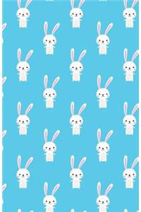 Journal Notebook For Animal Lovers - Cute Rabbit Pattern - Blue
