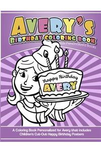 Avery's Birthday Coloring Book Kids Personalized Books