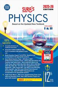 SURA`S 12th Standard Physics ( Volume I & II ) Guide in English Medium 2025-26 Latest Updated Edition