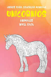 Libros para colorear Mandala - Nivel fácil - Animales - Unicornios