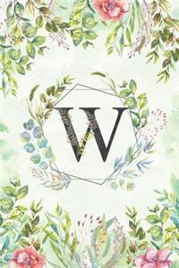 W - Monogrammed Floral Journal