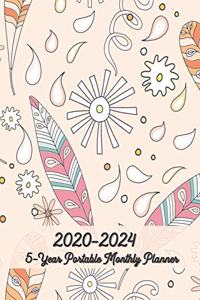 2020 - 2024 5-Year Portable Monthly Planner 6x9